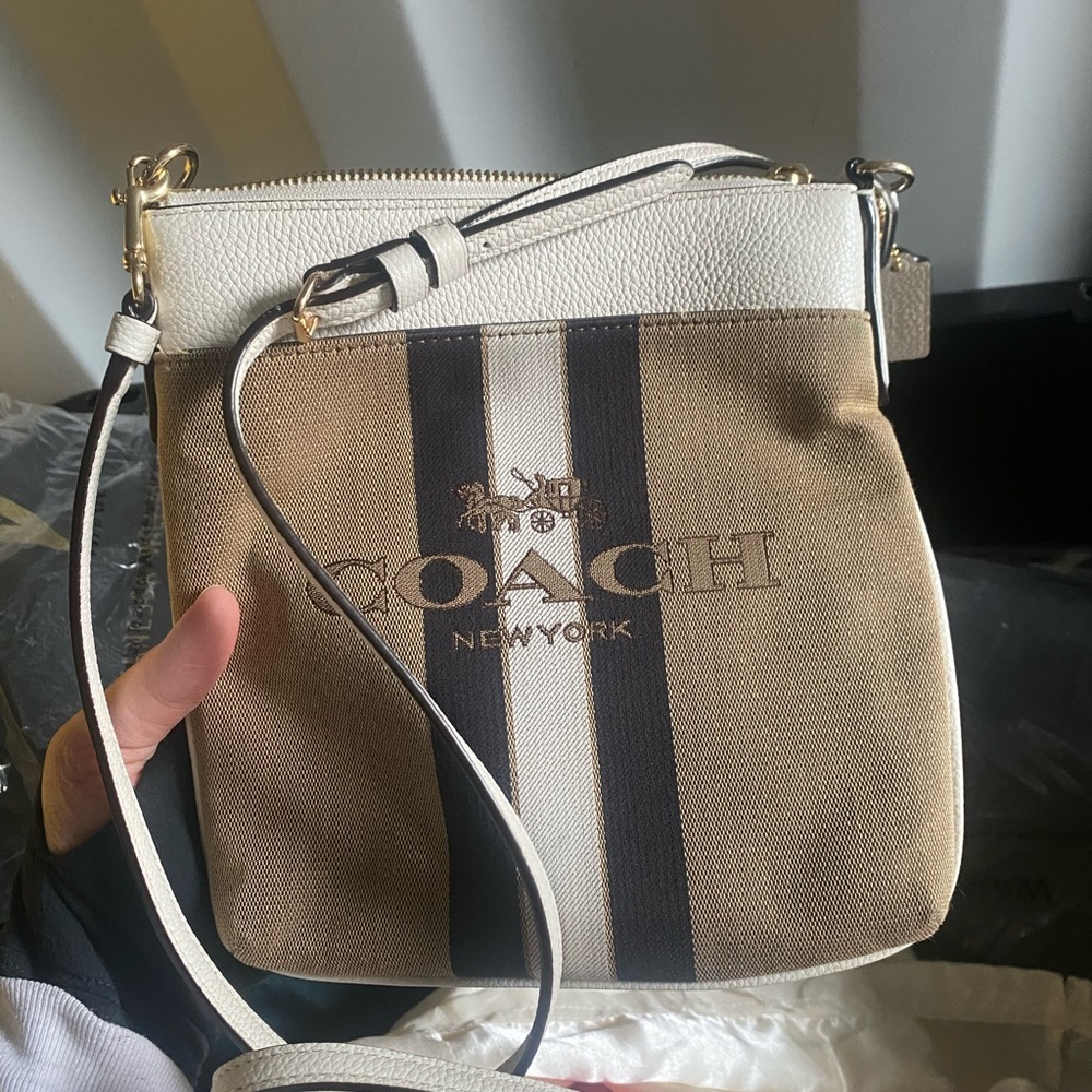 Coach Cream and Brown Crossbody Bag
